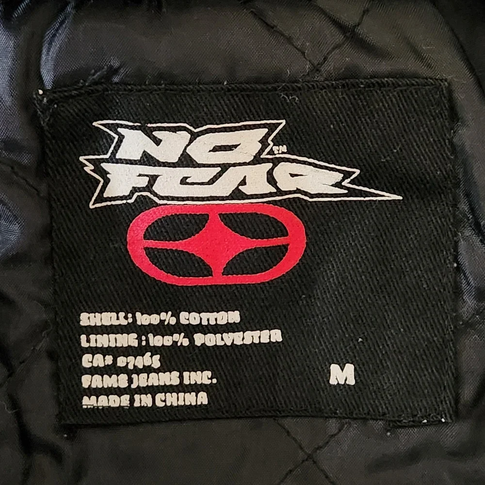Vintage No Fear Hooded Flannel Shirt Jacket Boys Medium Plaid Skull Elbow Patch